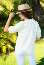 Load image into Gallery viewer, UMAYA EMBROIDERED COTTON SMOCK YOKE TOP
